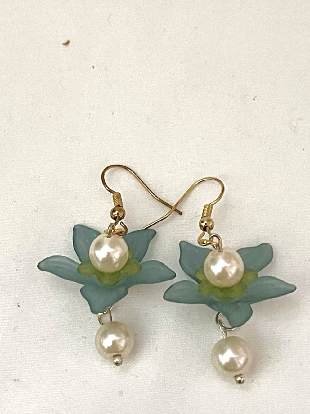 Handmade Blue Lily of the Valley Floral Style Earrings Dangle Fairycore Boho